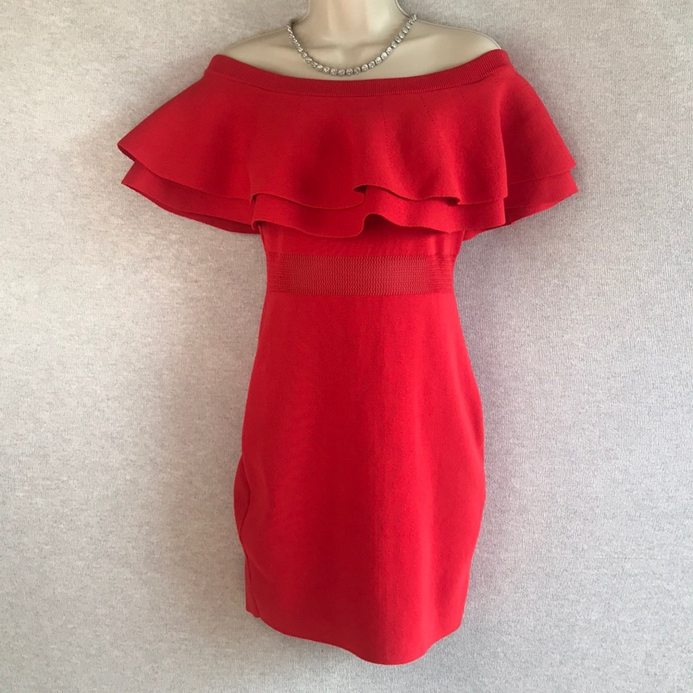 Endless Rose Red Off-Shoulder Ruffle Bodycon Dress - Picture 2 of 7